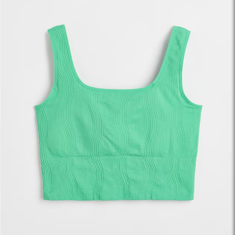 H&M Green Sleeveless Fitted Crop Tank Top